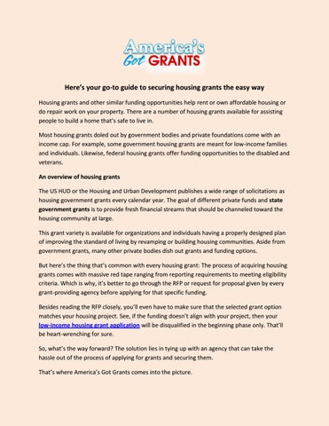 Here&rsquo;s your go-to guide to securing housing grants the easy way by 