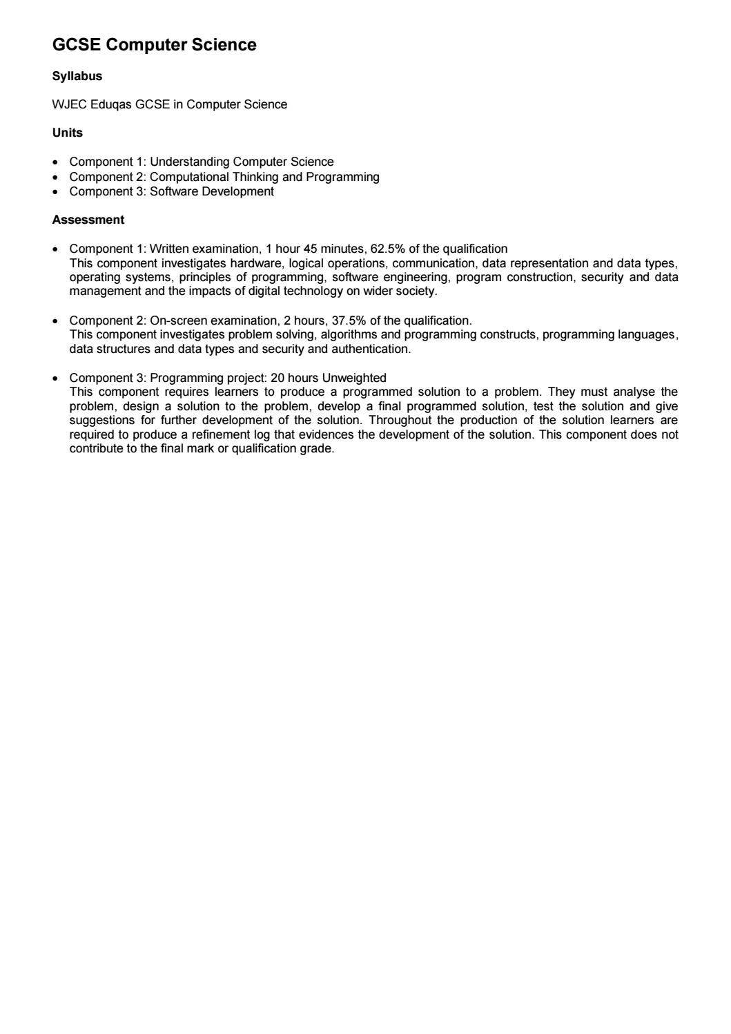 Written Description Computer Science Gcse Code GCSE Computer Science Exam Info by Ullswater Community College - Issuu