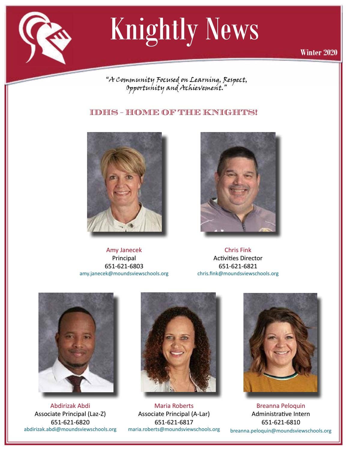 IHS Knightly News - Winter 2020 by Mounds View Public Schools - Issuu