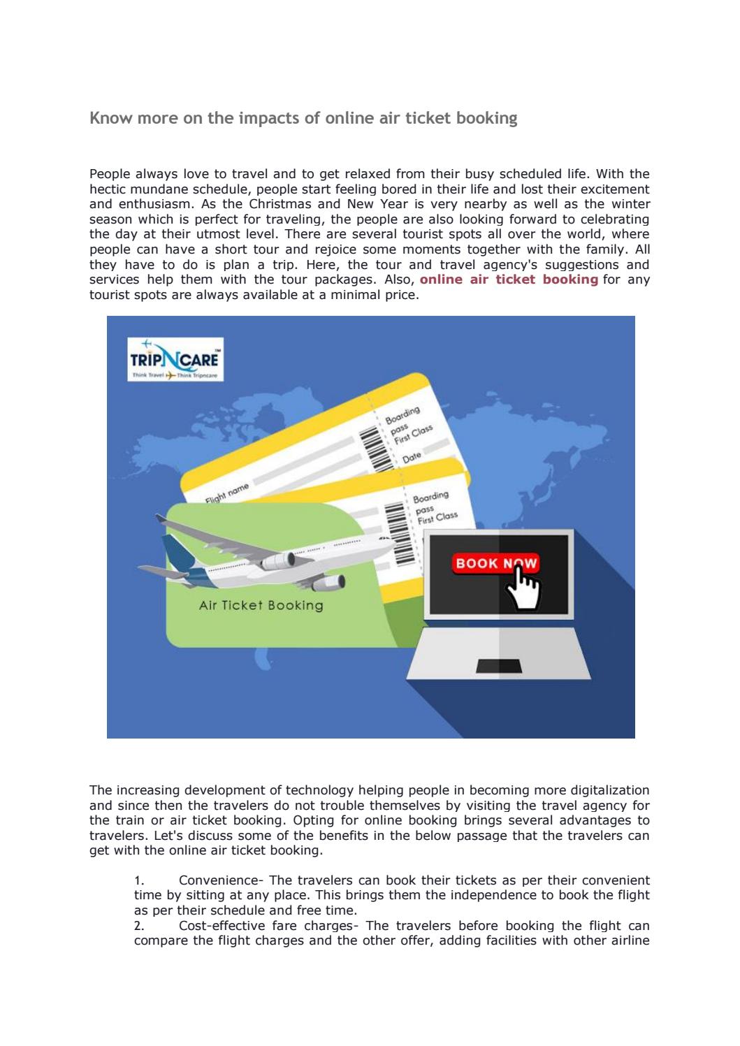 Know more on the impacts of online air ticket booking by Tripncare