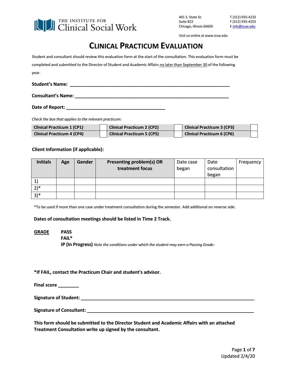 clinical practicum form by ICSW - Issuu