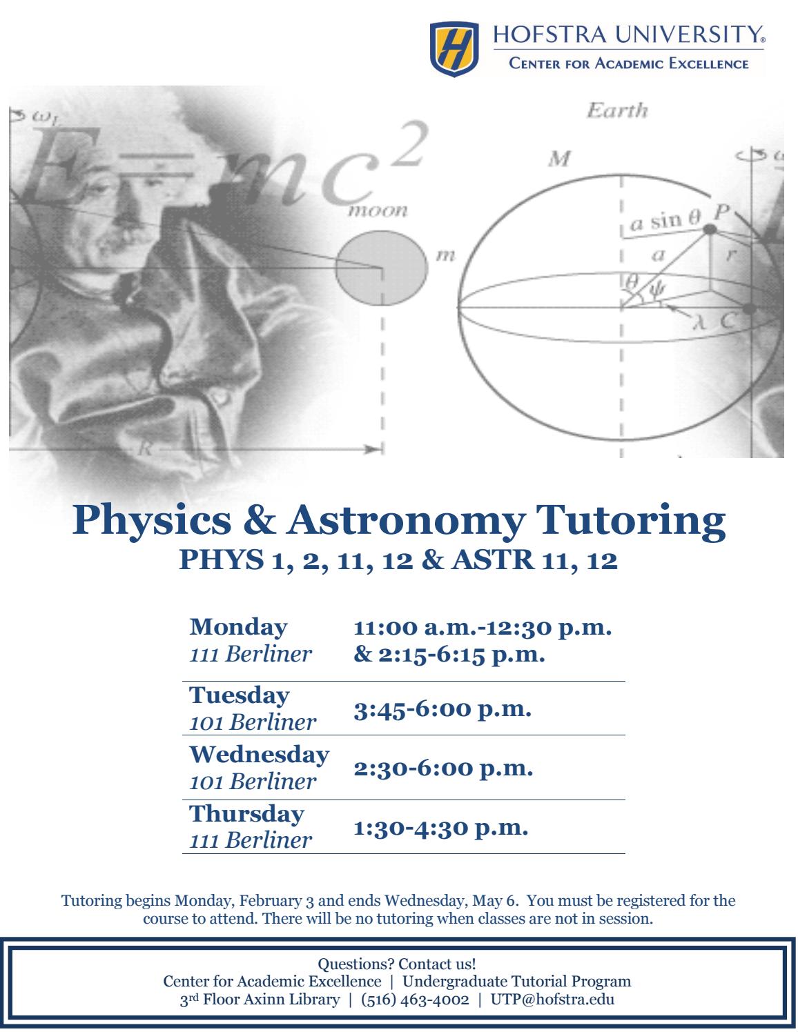 Physics & Astronomy Tutoring by Hofstra University Issuu