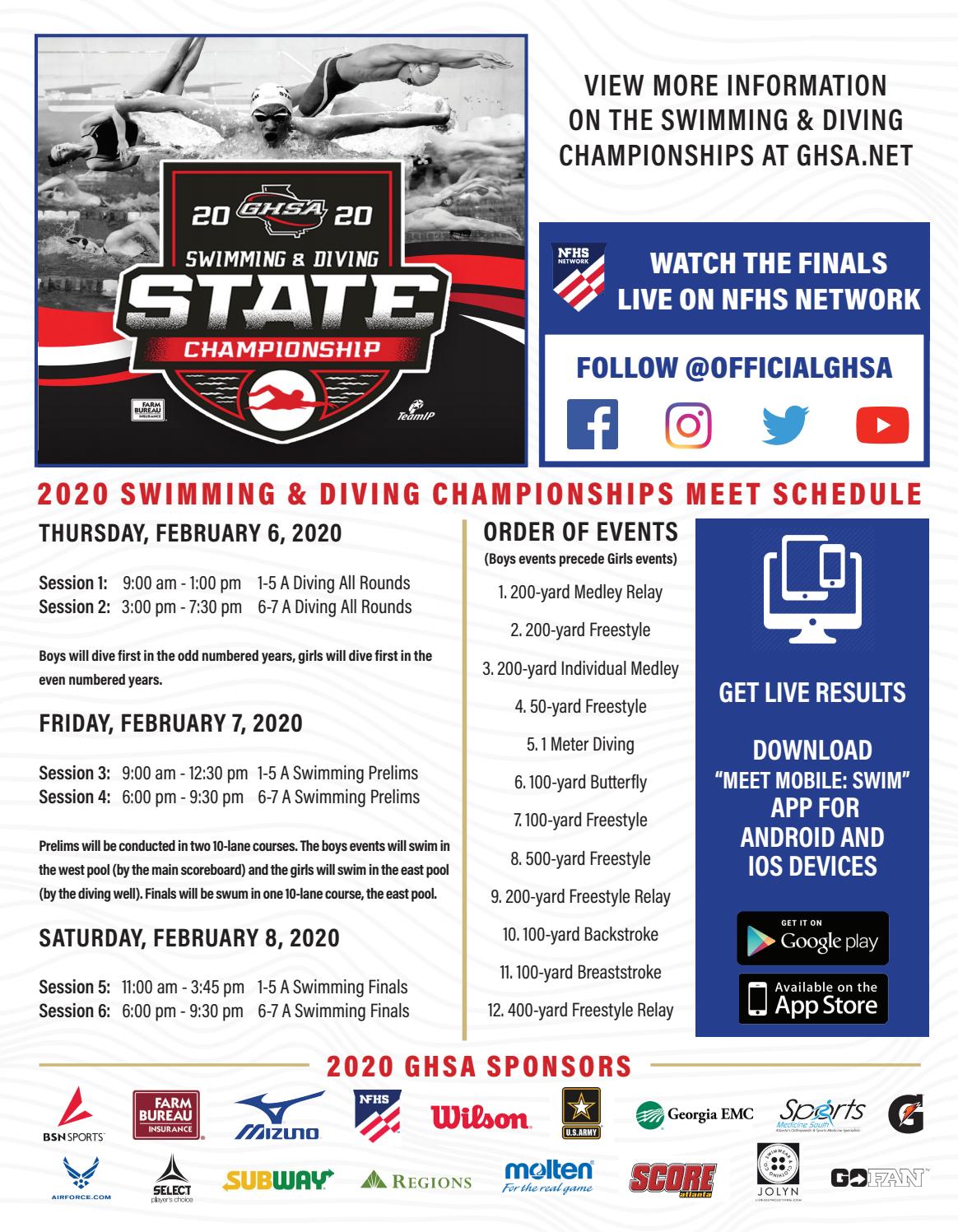 201920 GHSA Swimming & Diving State Championships by High School Association Issuu
