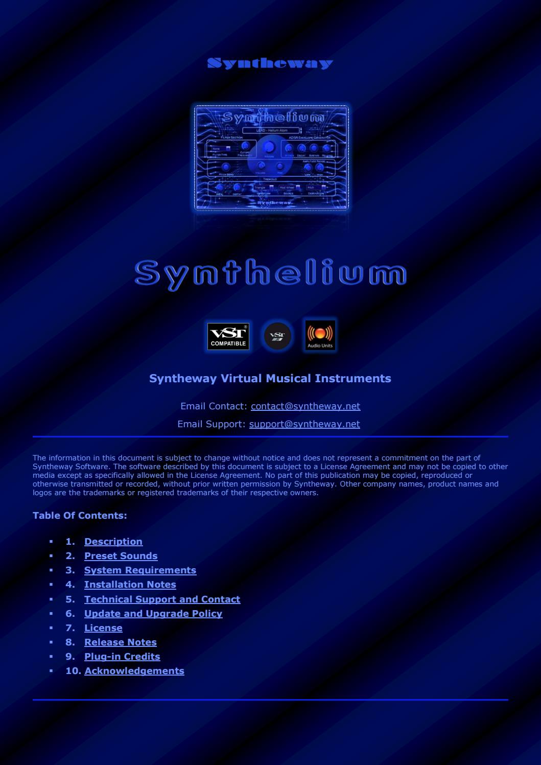 Synthelium Virtual Synthesizer VST VST3 Audio Unit Synth Leads, Pads