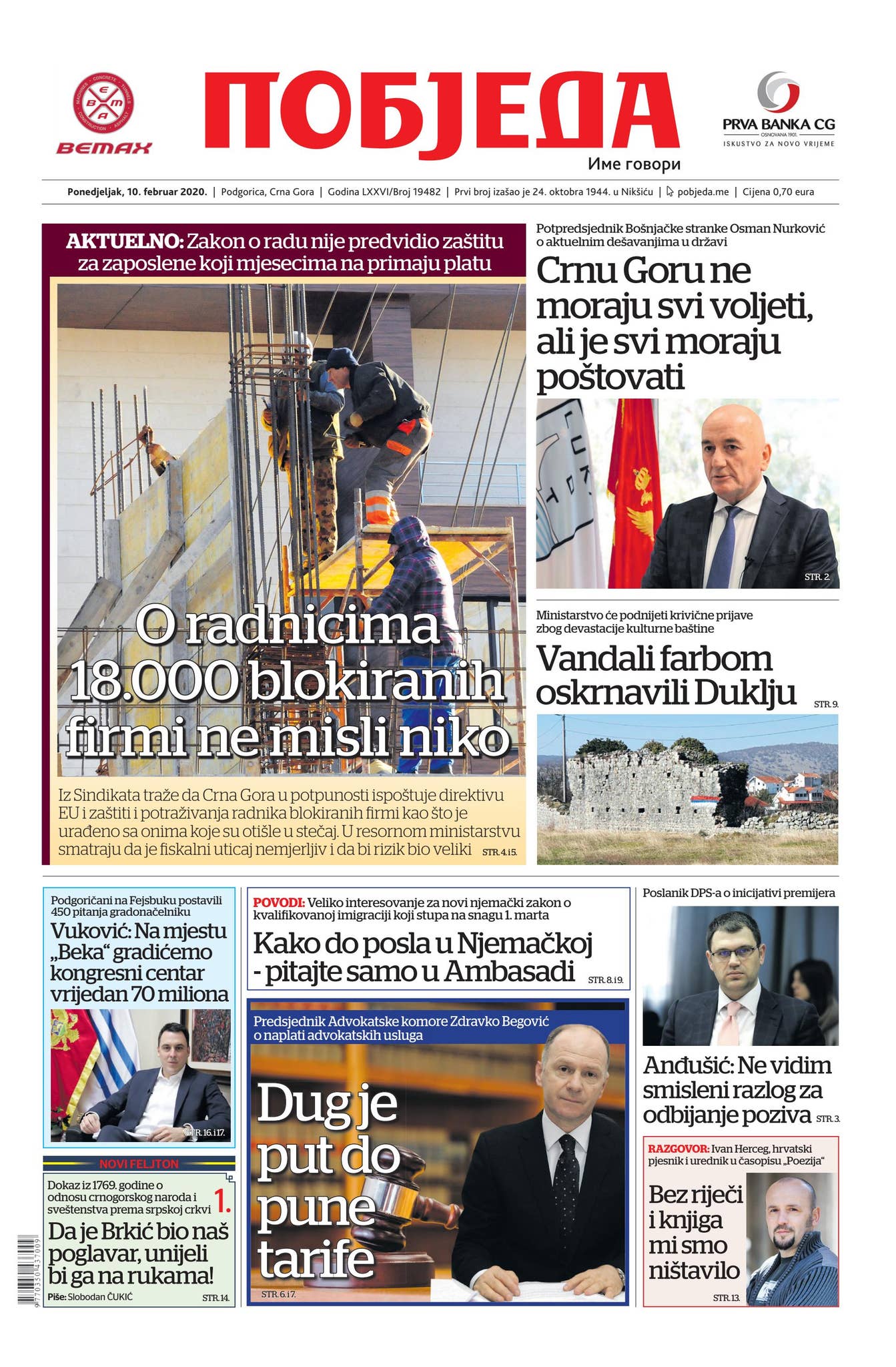 Dnevni list Pobjeda 10.02.2020. by Pobjeda - Issuu