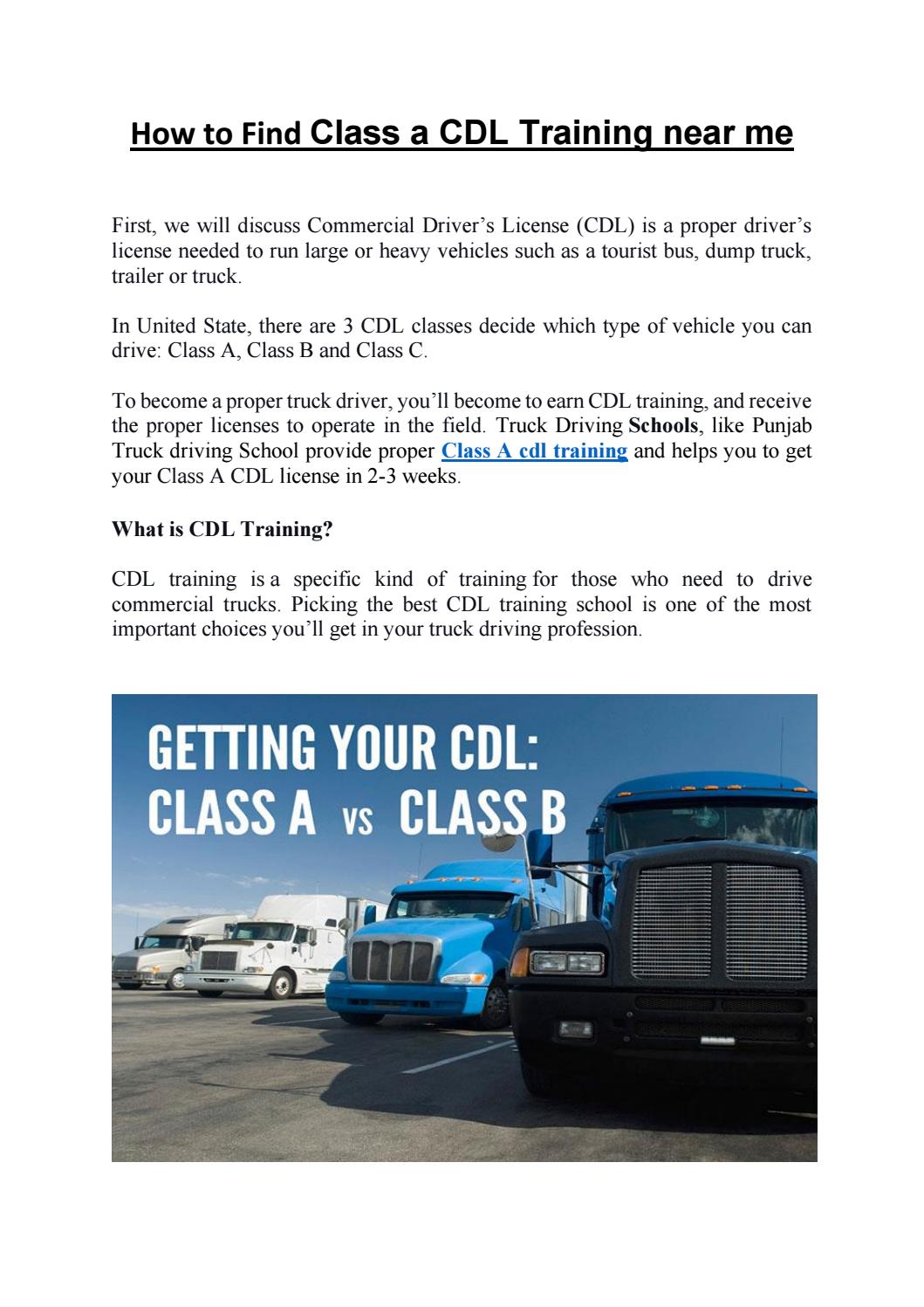 class a cdl training near me by Punjab Truck Driving School Issuu