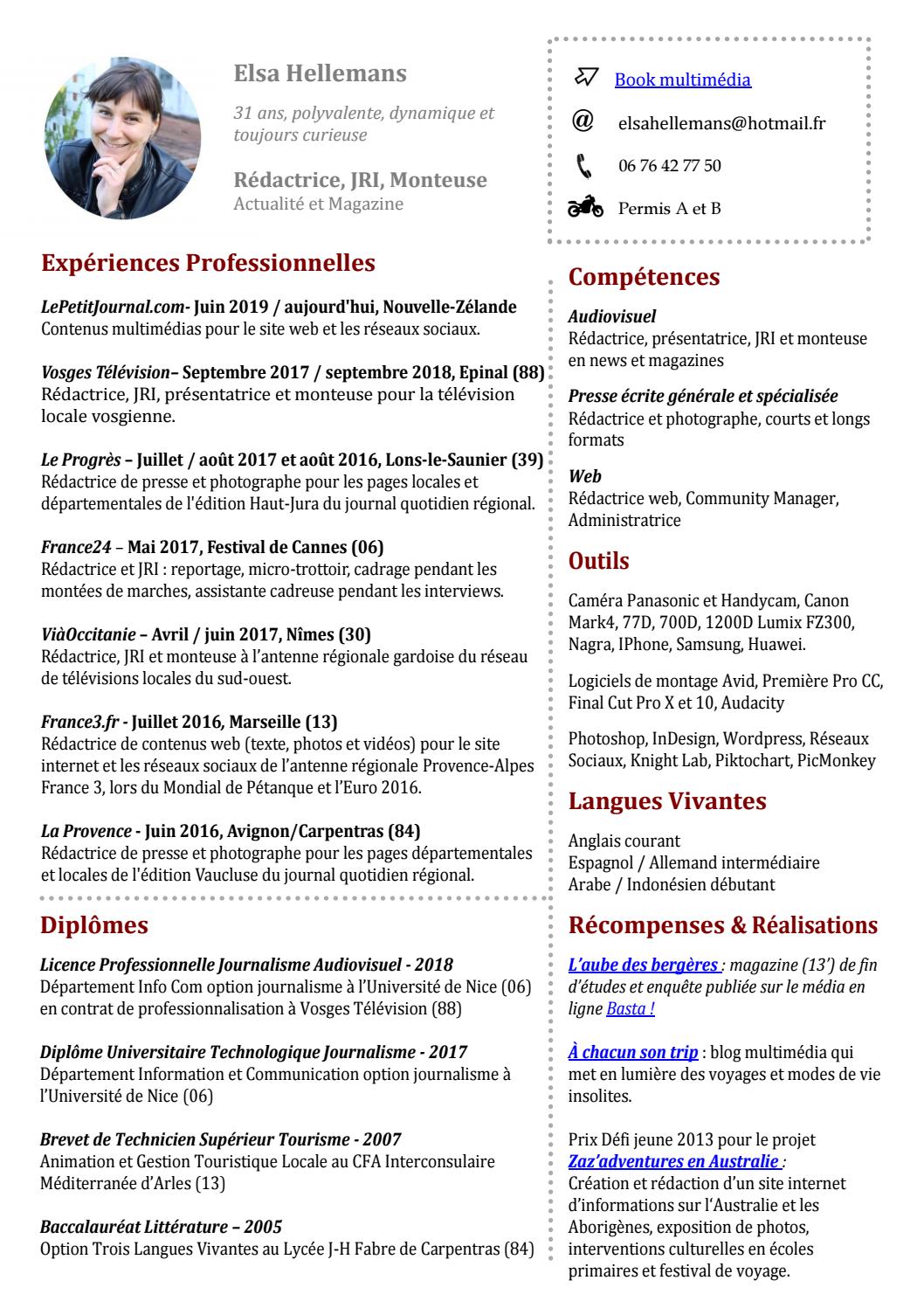 Cv of media student image