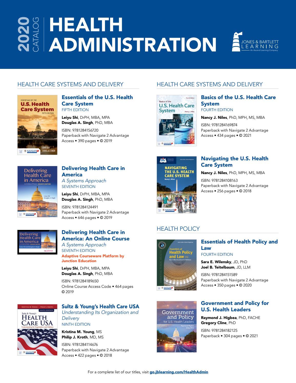 2020 Health Administration Catalog by Jones & Bartlett Learning Issuu