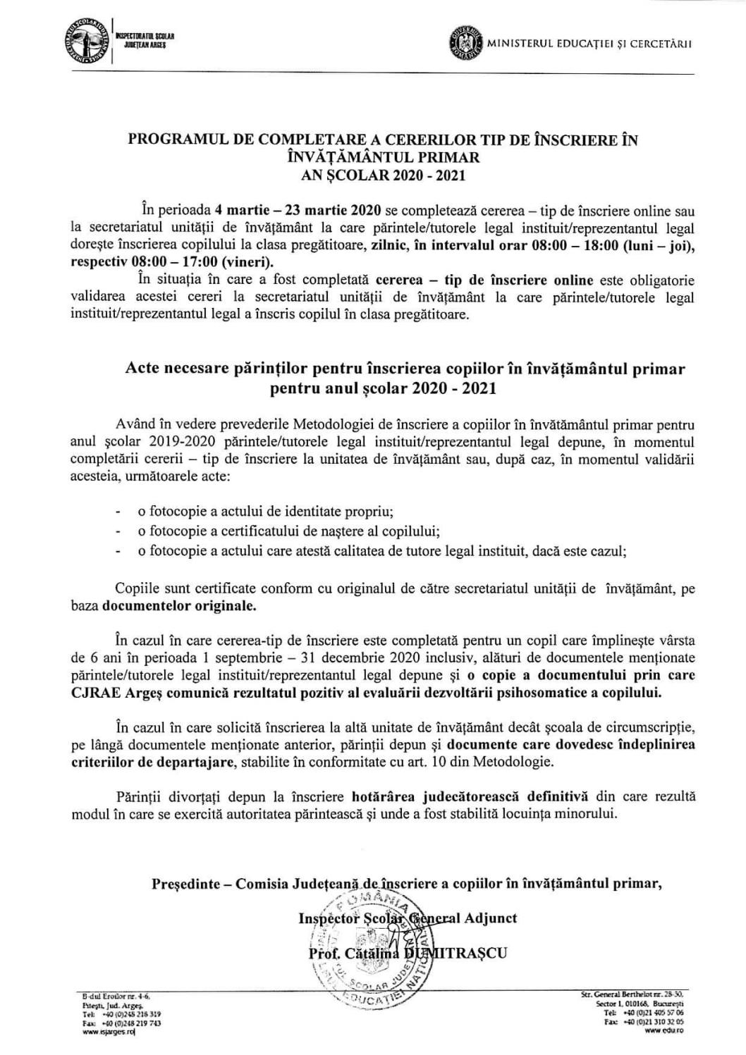 Programul de completare a cererilor tip de %c3%aenscriere %c3%aen %c3 ...