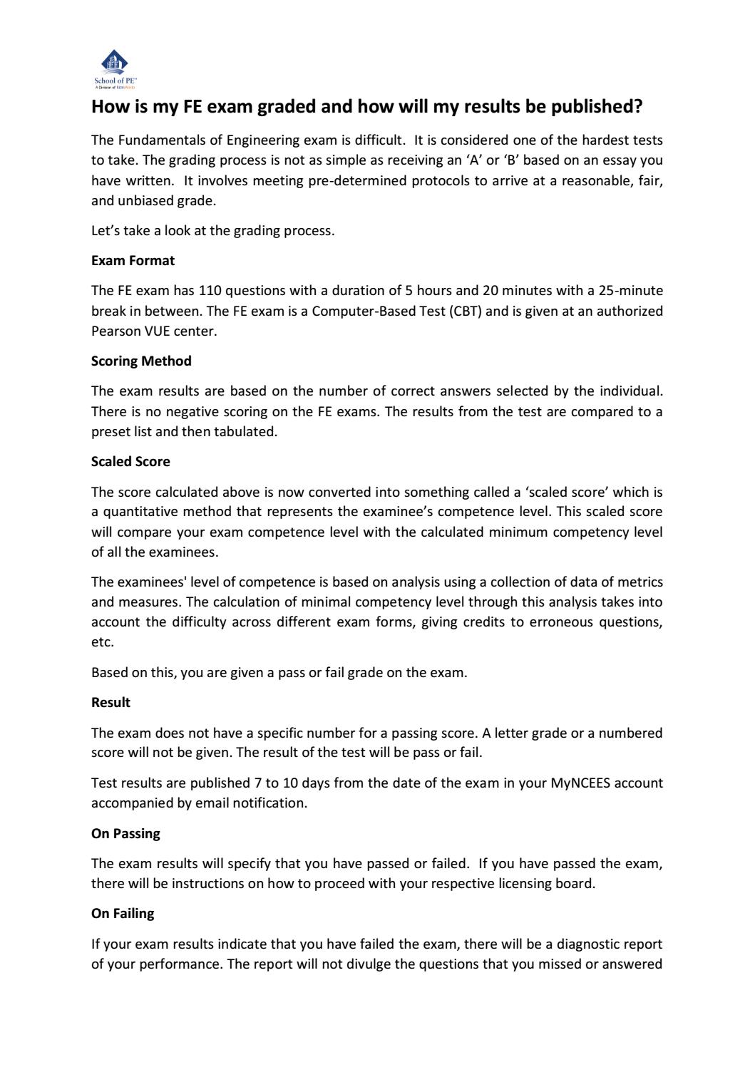 How is my FE Exam Graded and How Will my Results be Published? by