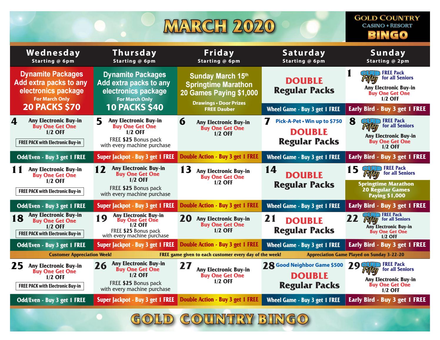 Bingo Calendar by Gold Country Casino & Hotel - Issuu