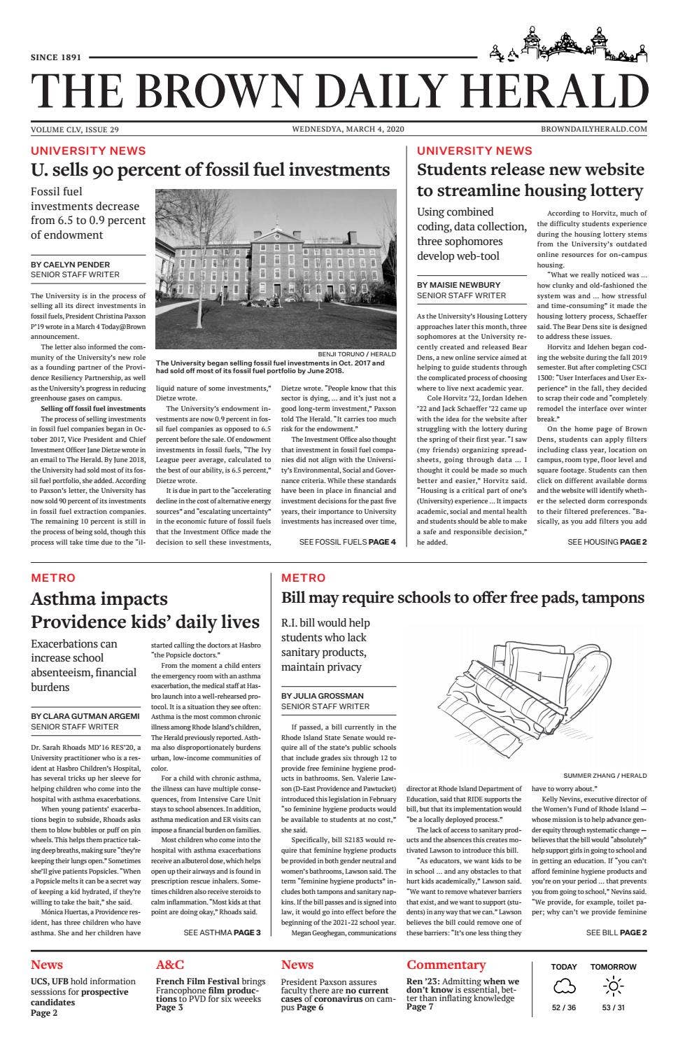 Wednesday, March 4, 2020 by The Brown Daily Herald - Issuu