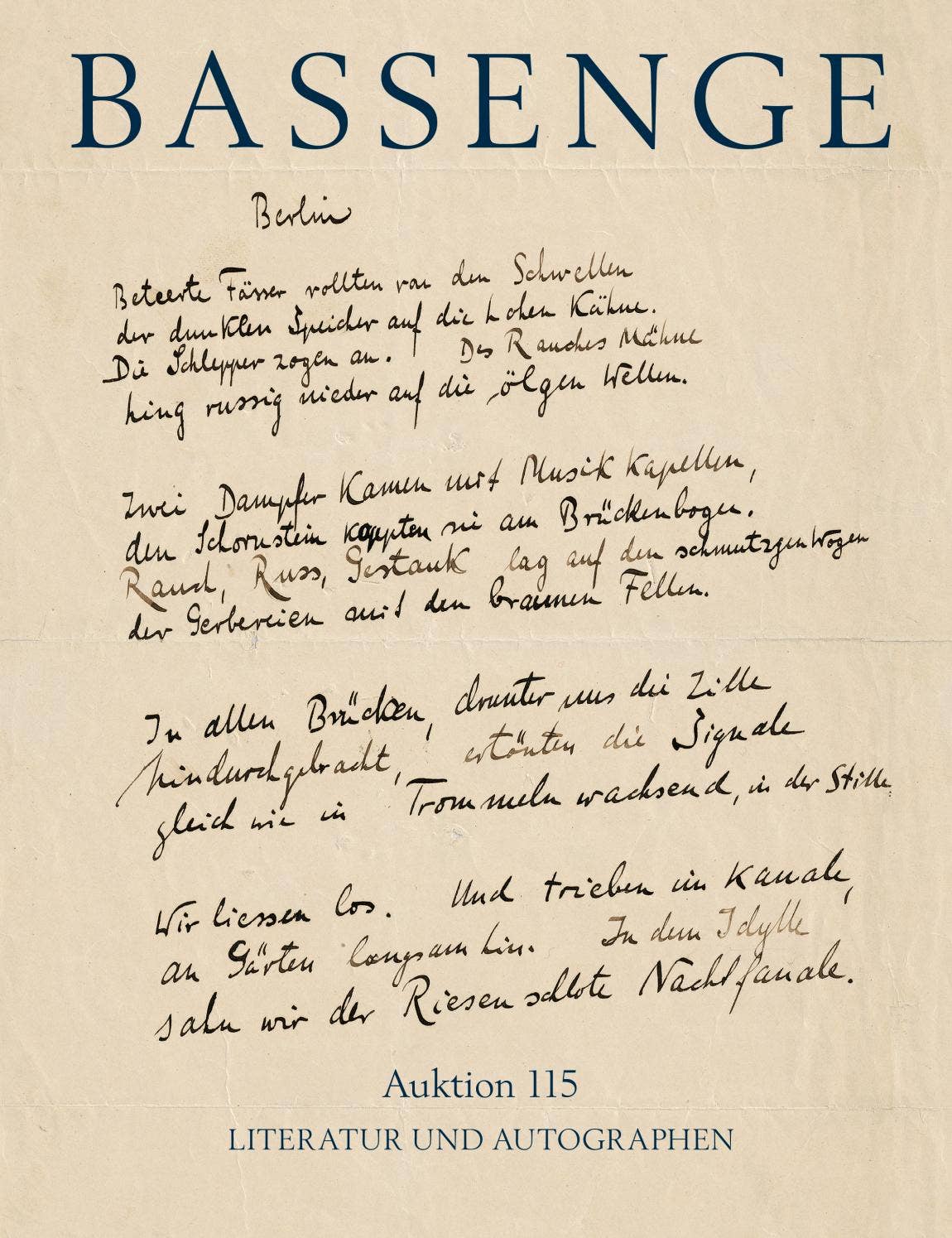 Bassenge Buchauktion 115: Literatur und Autographen by Galerie Bassenge ...