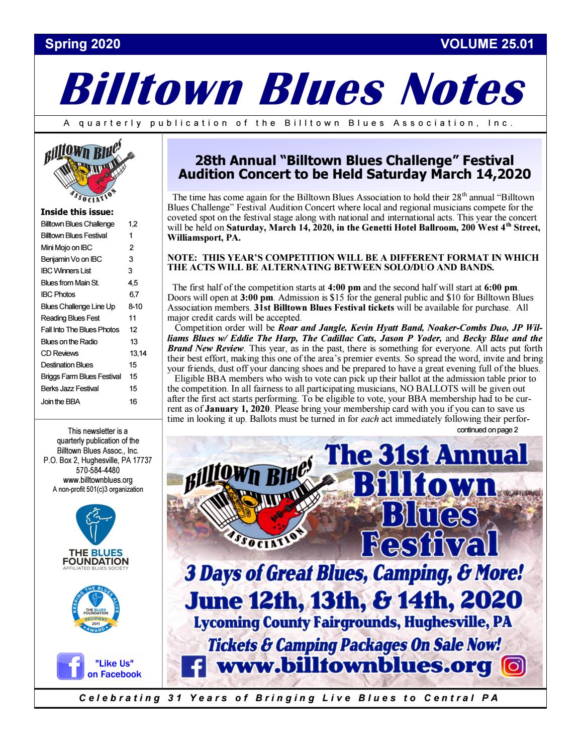 Billtown Blues Notes (Spring 2020) by billtownblues Issuu