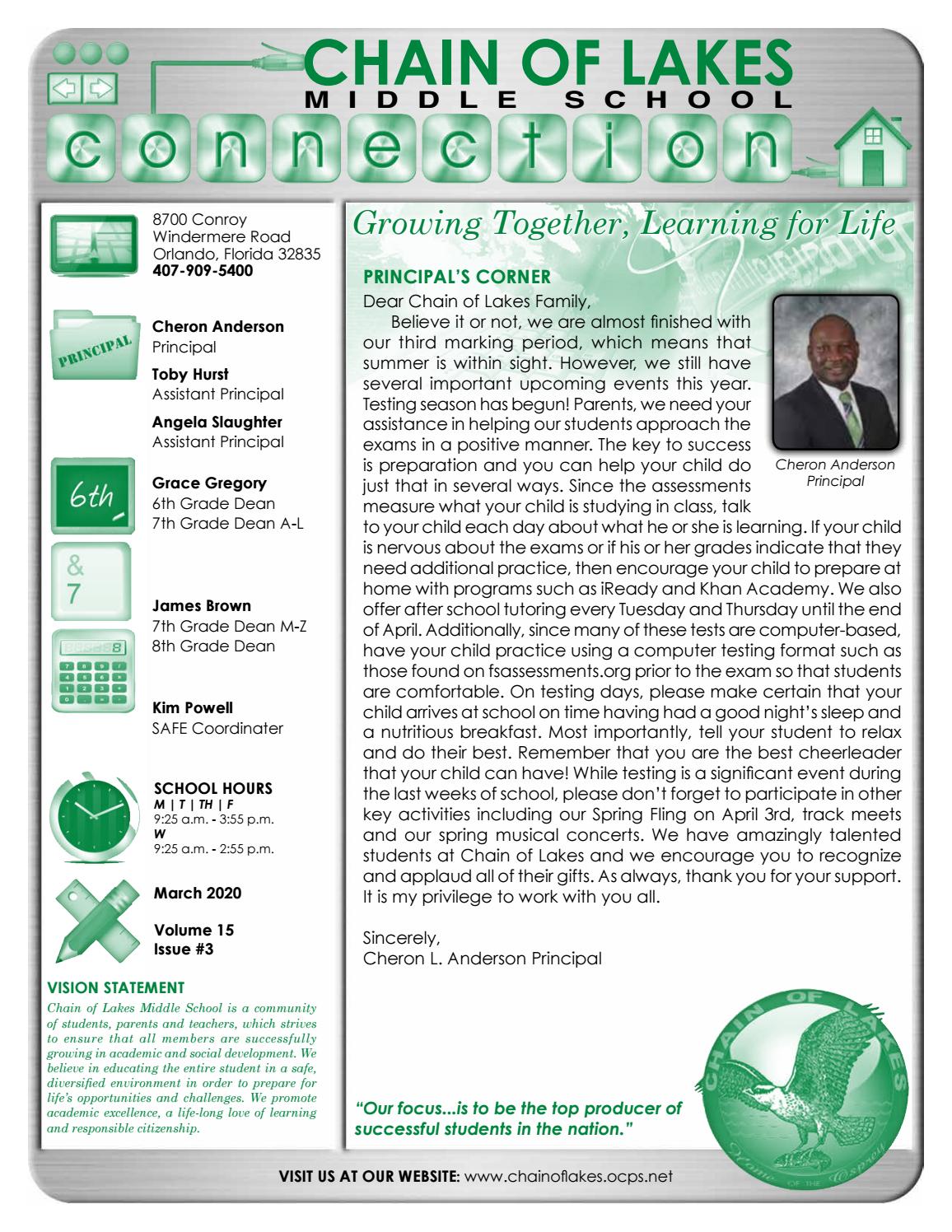 Chain of Lakes Middle School Newsletter by Academy Publishing, Inc. Issuu