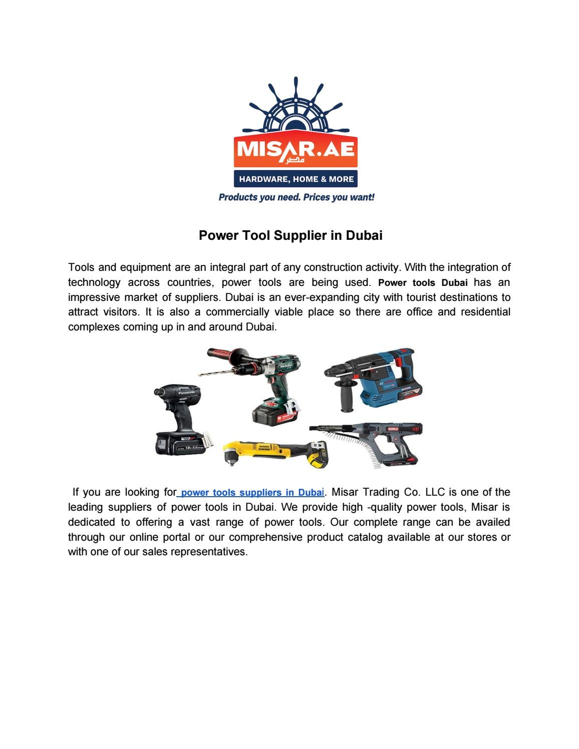 Power Tool Supplier in Dubai by Misar Trading Issuu