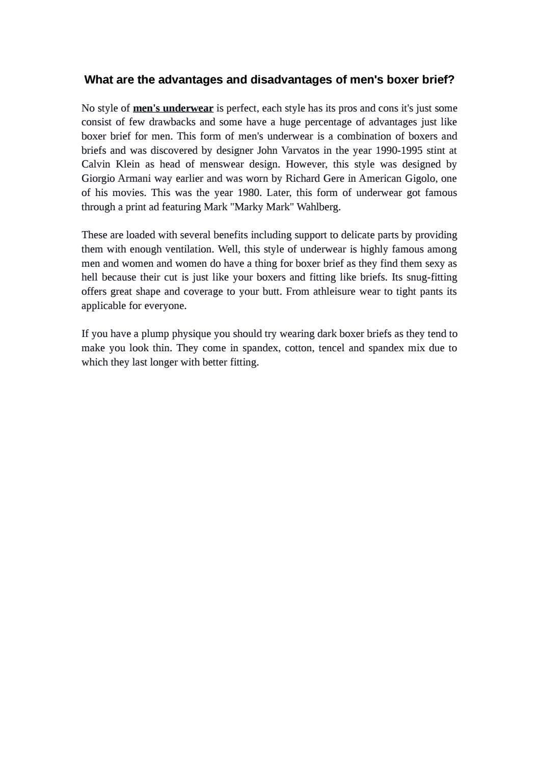 What are the advantages and disadvantages of men's boxer briefs? by Mensuas Issuu