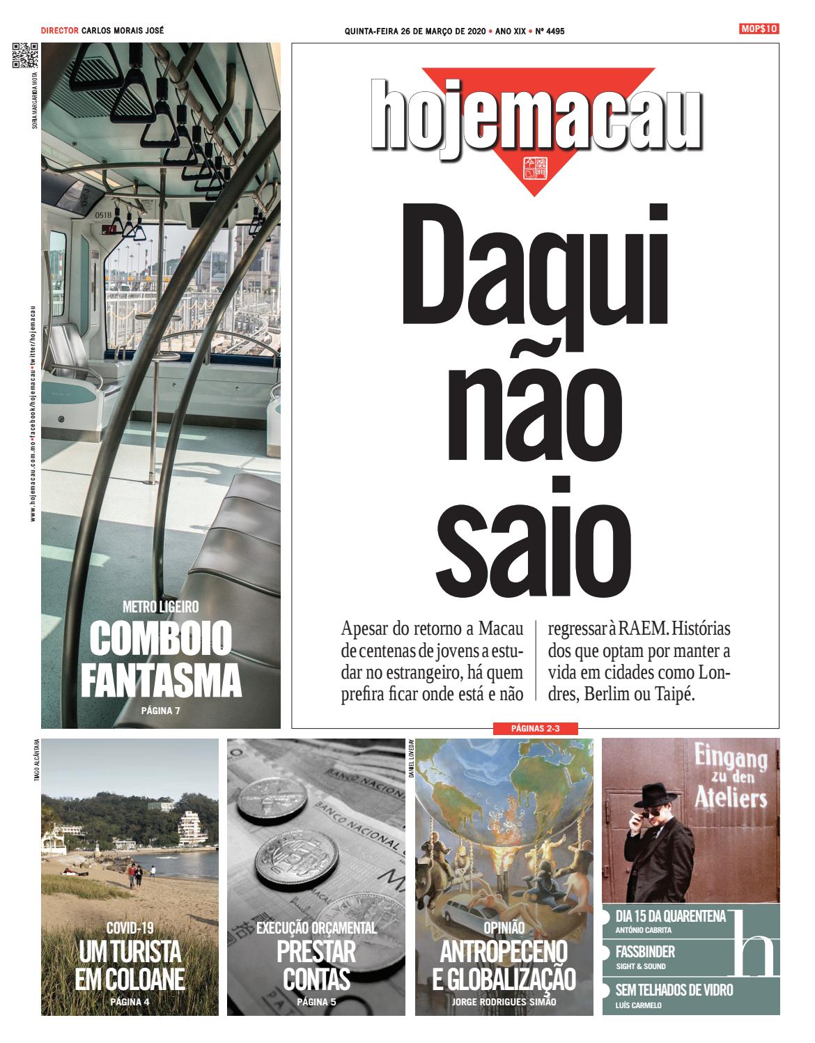Hoje Macau 26 Mar 2020 4495 By Jornal Hoje Macau Issuu Rádio macau é uma banda portuguesa formada em algueirão, mem martins, no início dos anos 80. hoje macau 26 mar 2020 4495 by jornal
