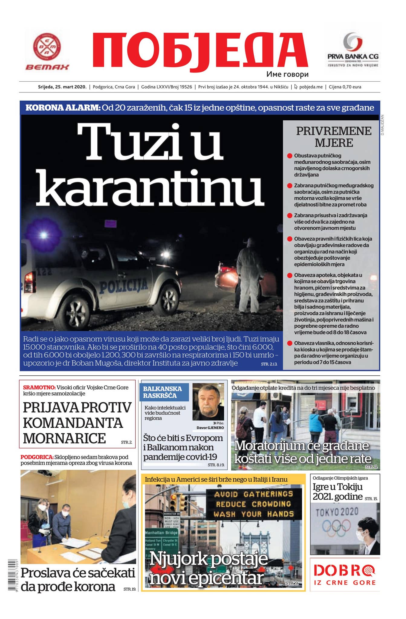 Pobjeda Novine Dnevni list Pobjeda 25.03.2020. by Pobjeda - Issuu