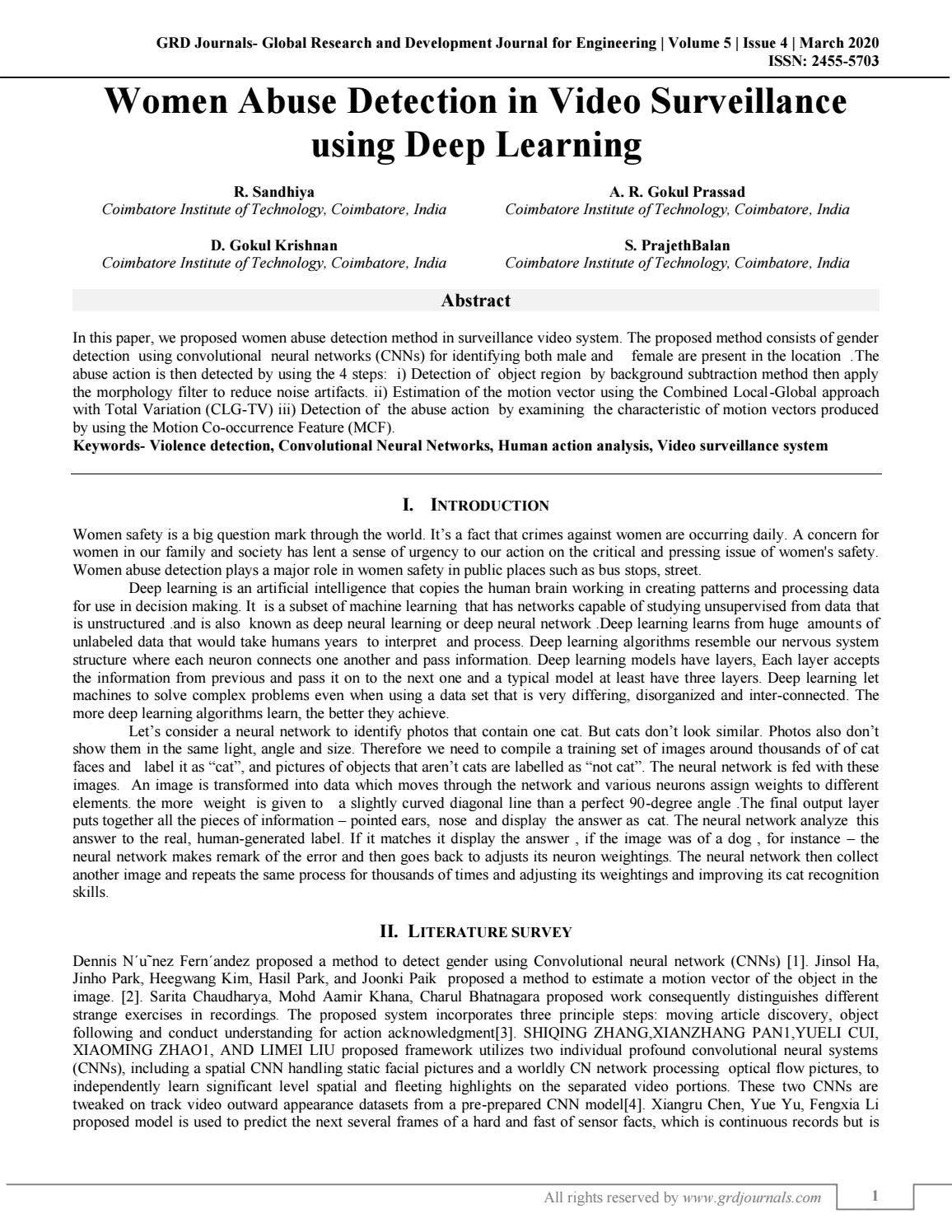 Women abuse Detection in Video Surveillance using Deep Learning by GRD ...