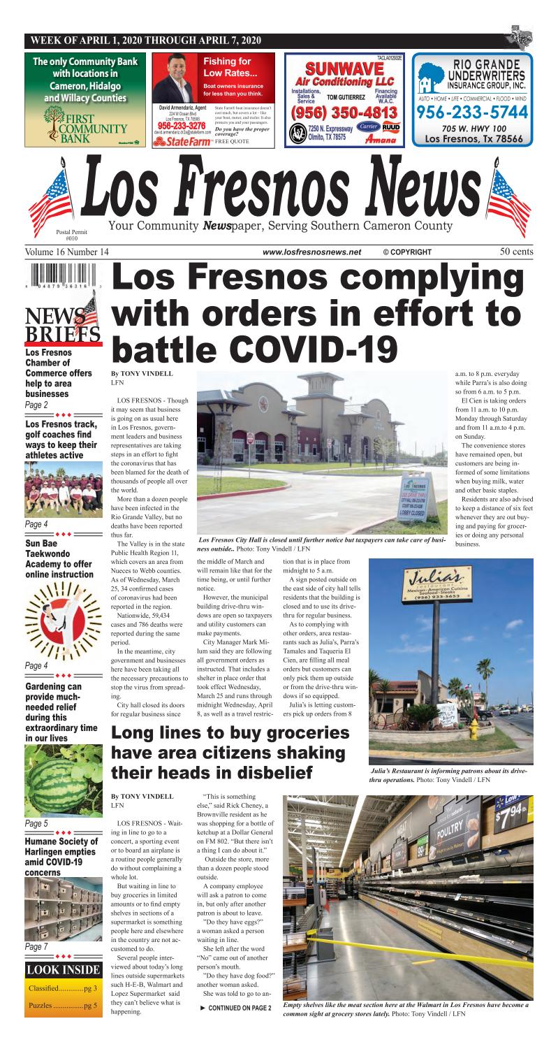 Los Fresnos News April 1, 2020 by La Feria News Issuu
