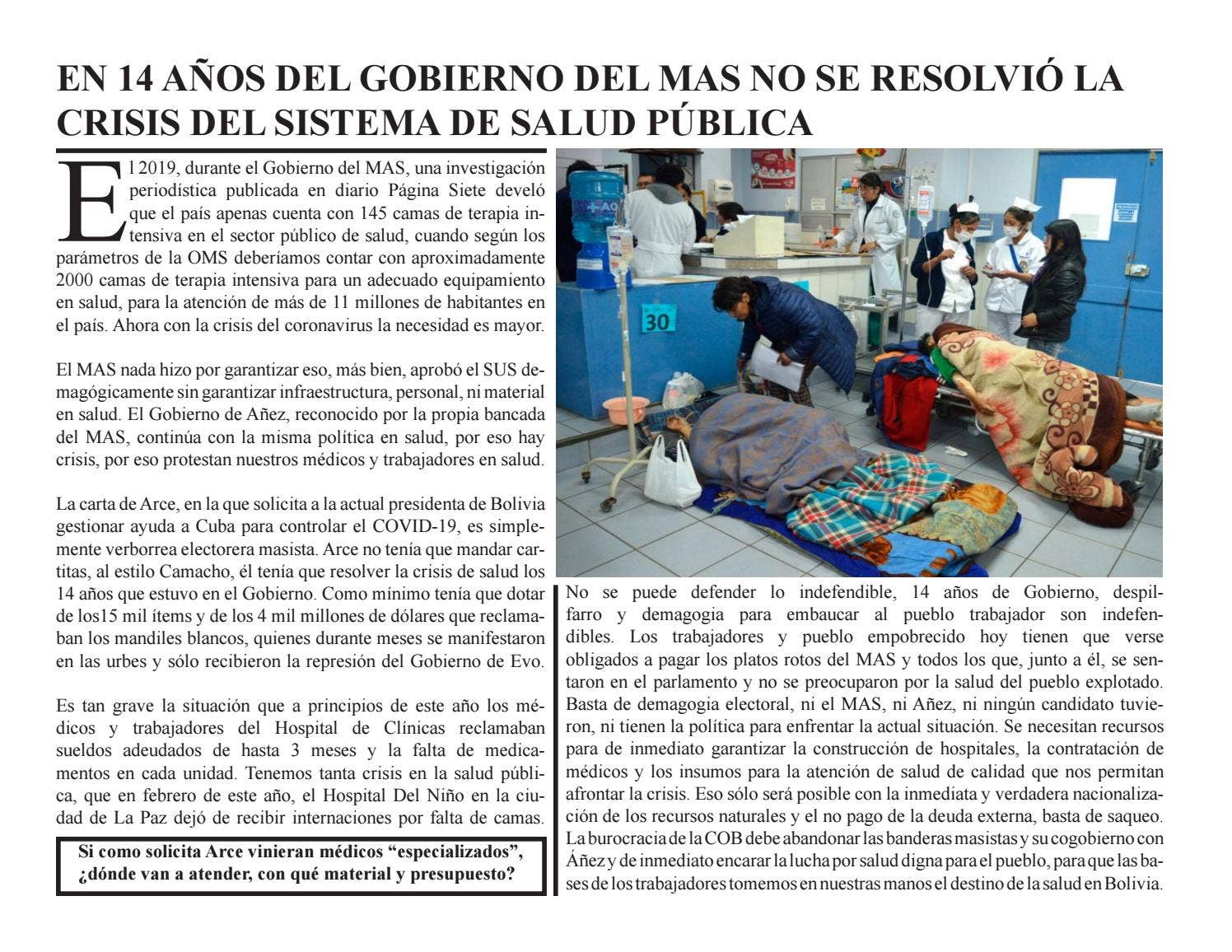 EN 14 AÑOS DEL GOBIERNO DEL MAS NO SE RESOLVIÓ LA CRISIS DEL SISTEMA DE ...