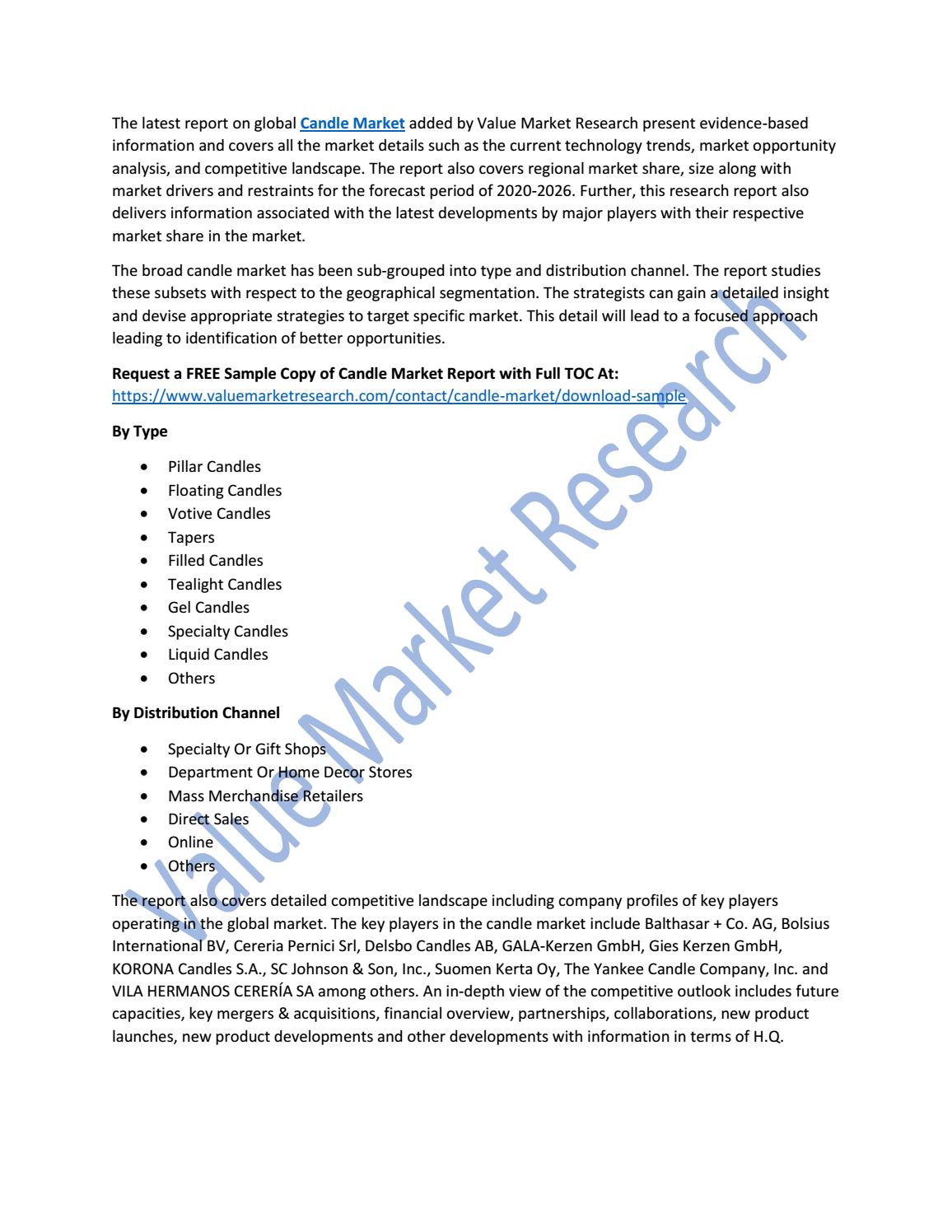 Candle Market Analysis, Strategy and Growth Report 20192026 by Expert