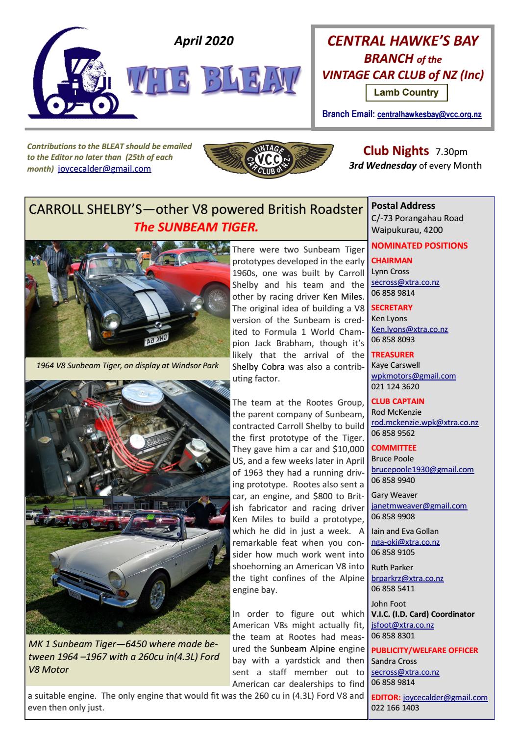 Central Hawkes Bay VCC April 2020 by Vintage Car Club of New Zealand