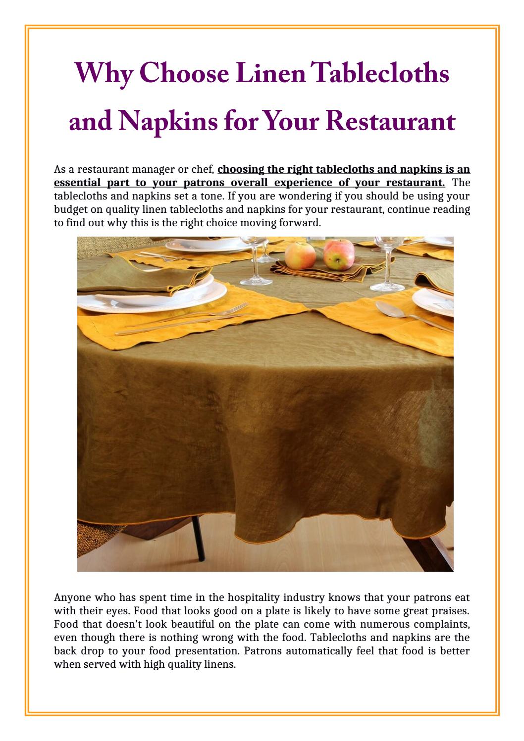 Why Choose Linen Tablecloths and Napkins for Your Restaurant by