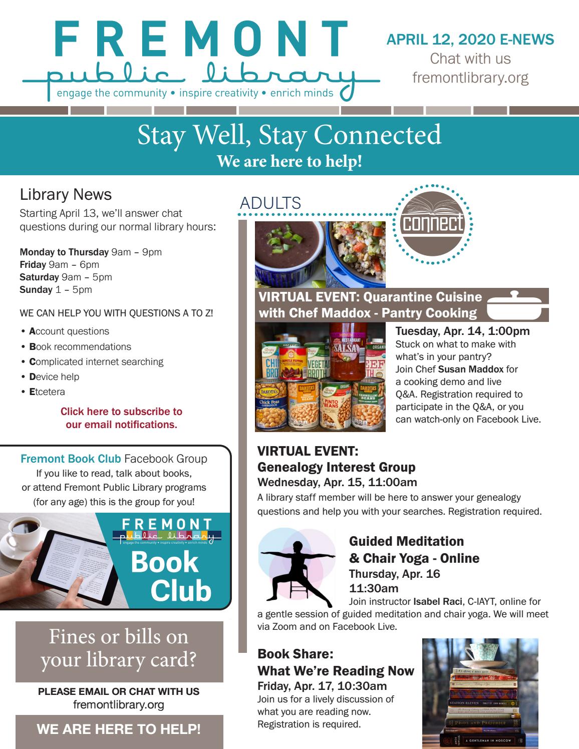April 12, 2020 ENews by Fremont Public Library Issuu