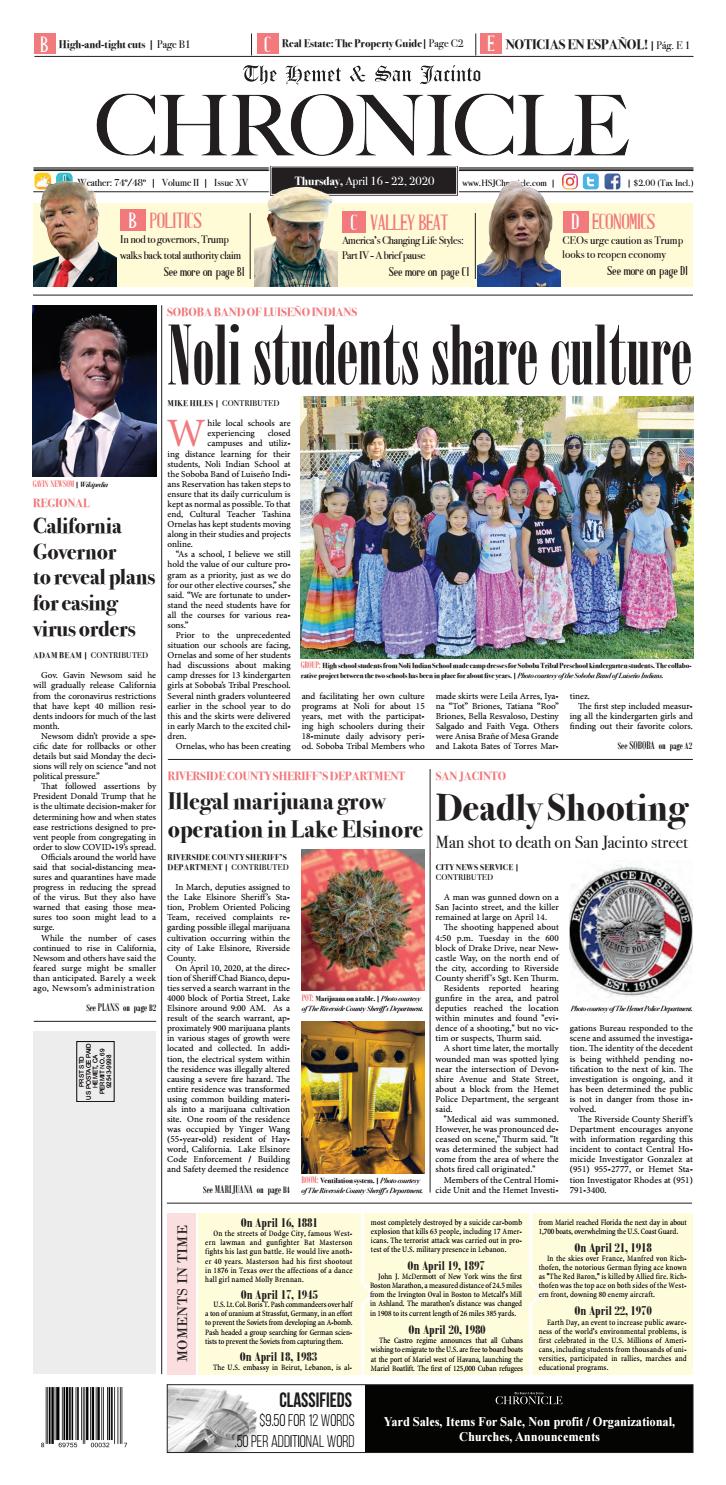 The Hemet San Jacinto Chronicle April 16th 2020 By