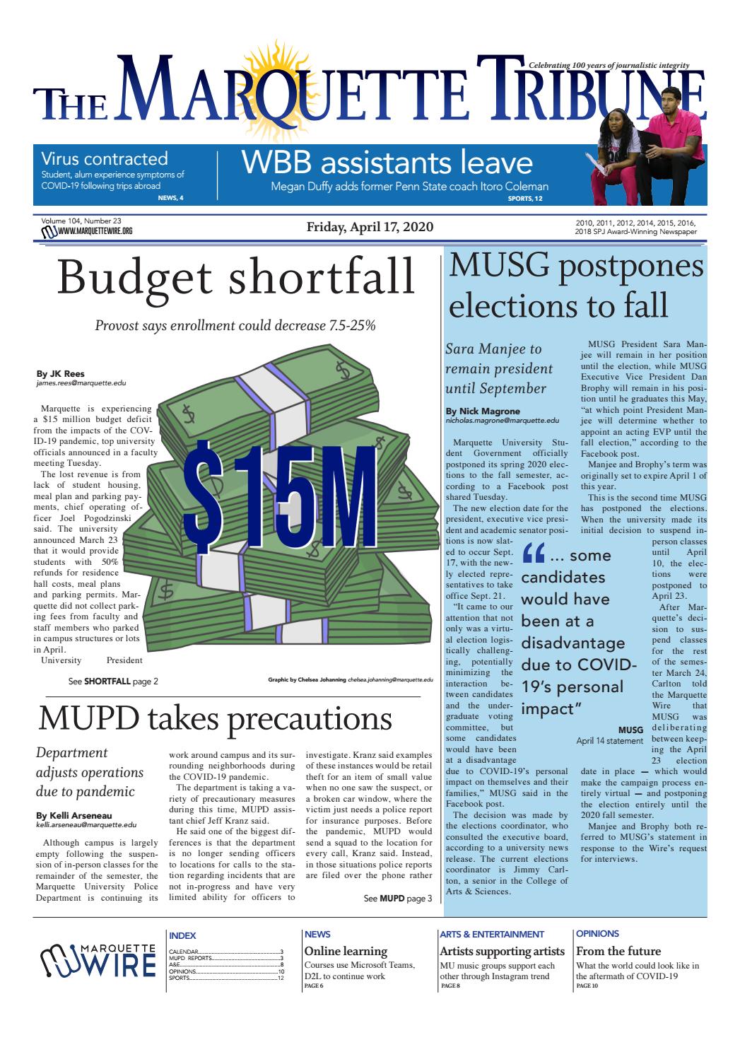 The Marquette Tribune | Friday, April 17, 2020 by Marquette Tribune - Issuu