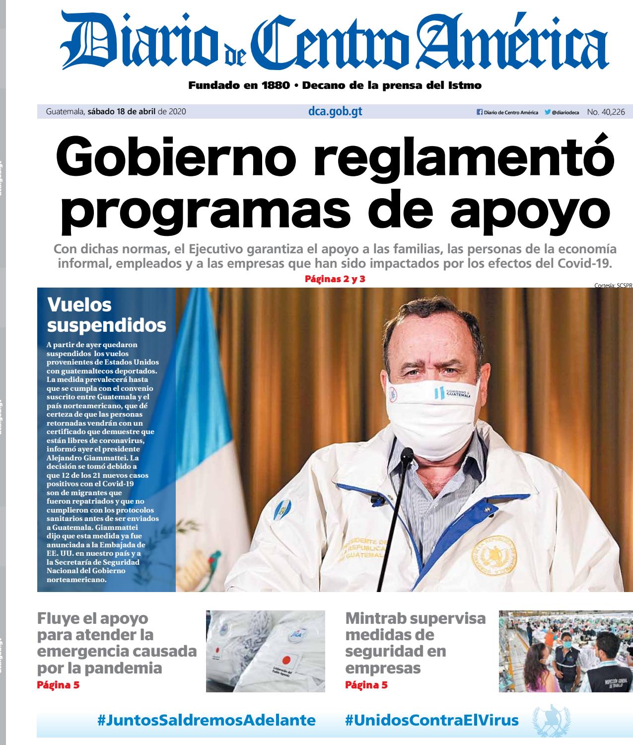 Edición del Diario de Centro América del sábado 18 de abril de 2020. by