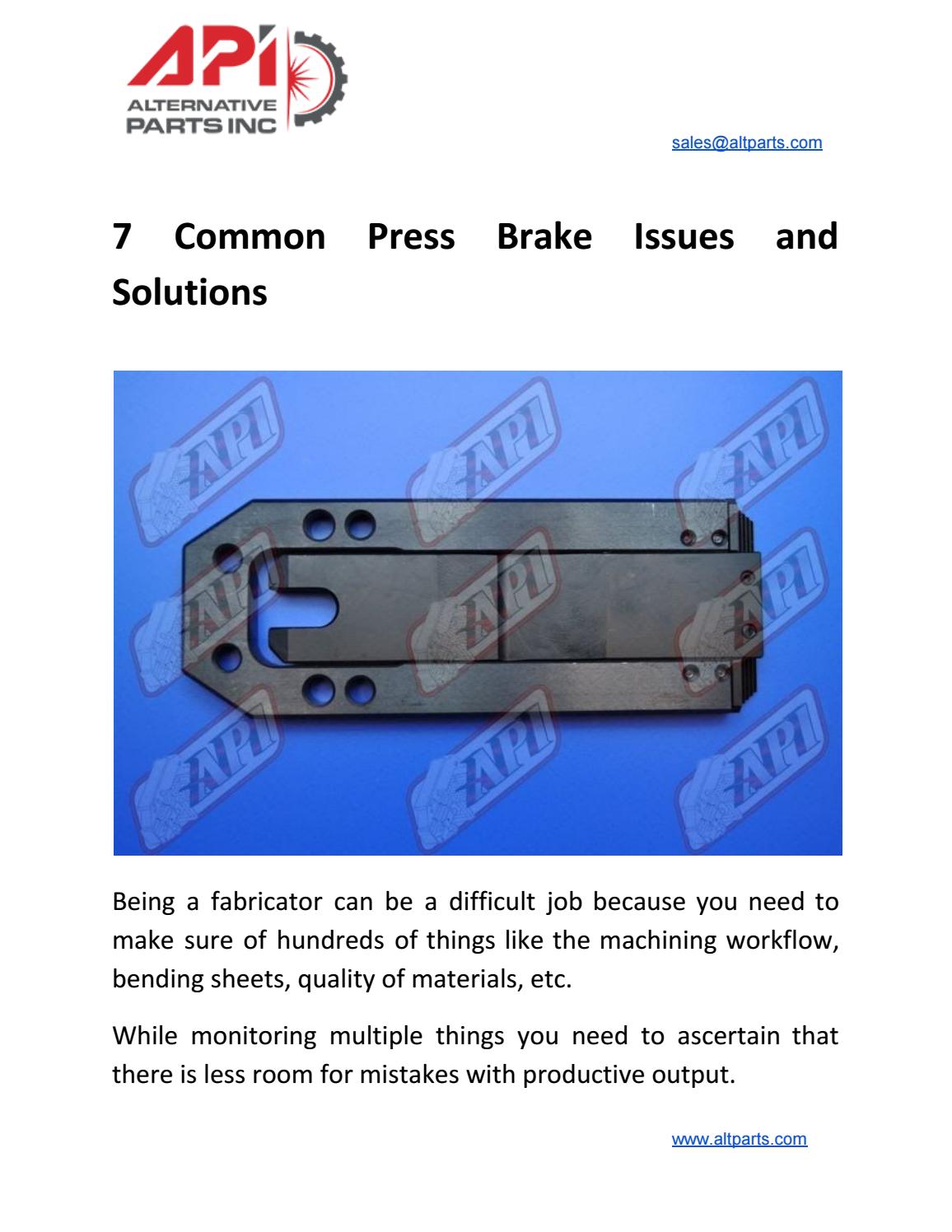7 Common Press Brake Issues and Solutions by Alternative Parts Inc. Issuu