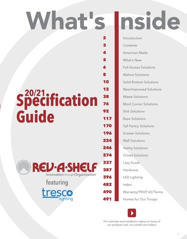 Rev-A-Shelf 灯饰目录 · Canada 2020 Specification 指南 第 3 页