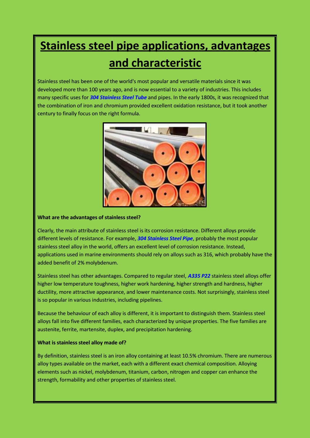 Stainless steel pipe applications, advantages and characteristic by oilandgaspipe Issuu