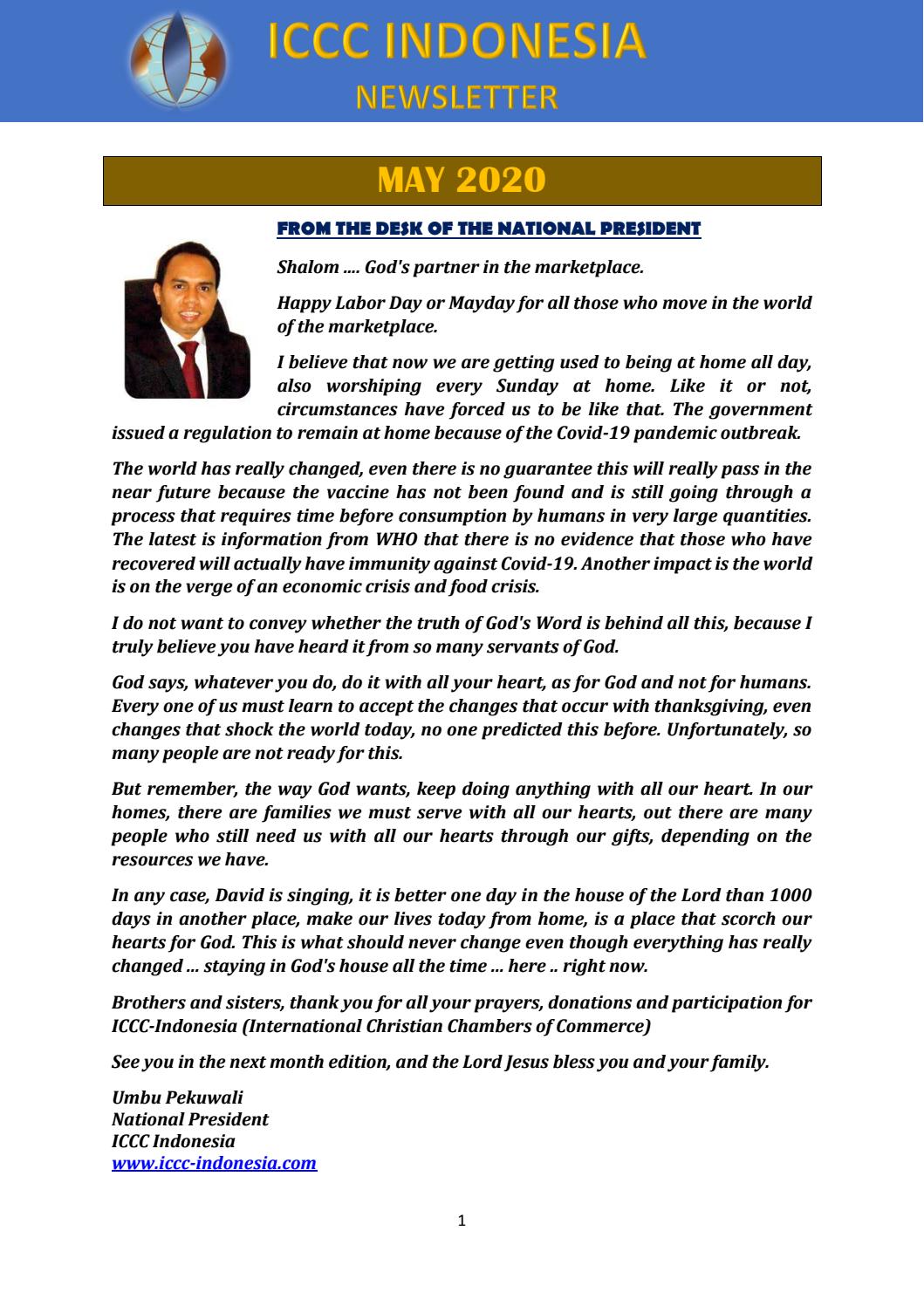 Iccc Indonesia Newsletter May Edition By Eliezer Hernawan Hardjo Issuu