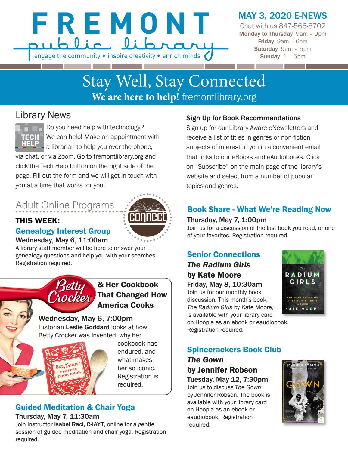 May 3, 2020 eNews by Fremont Public Library Issuu