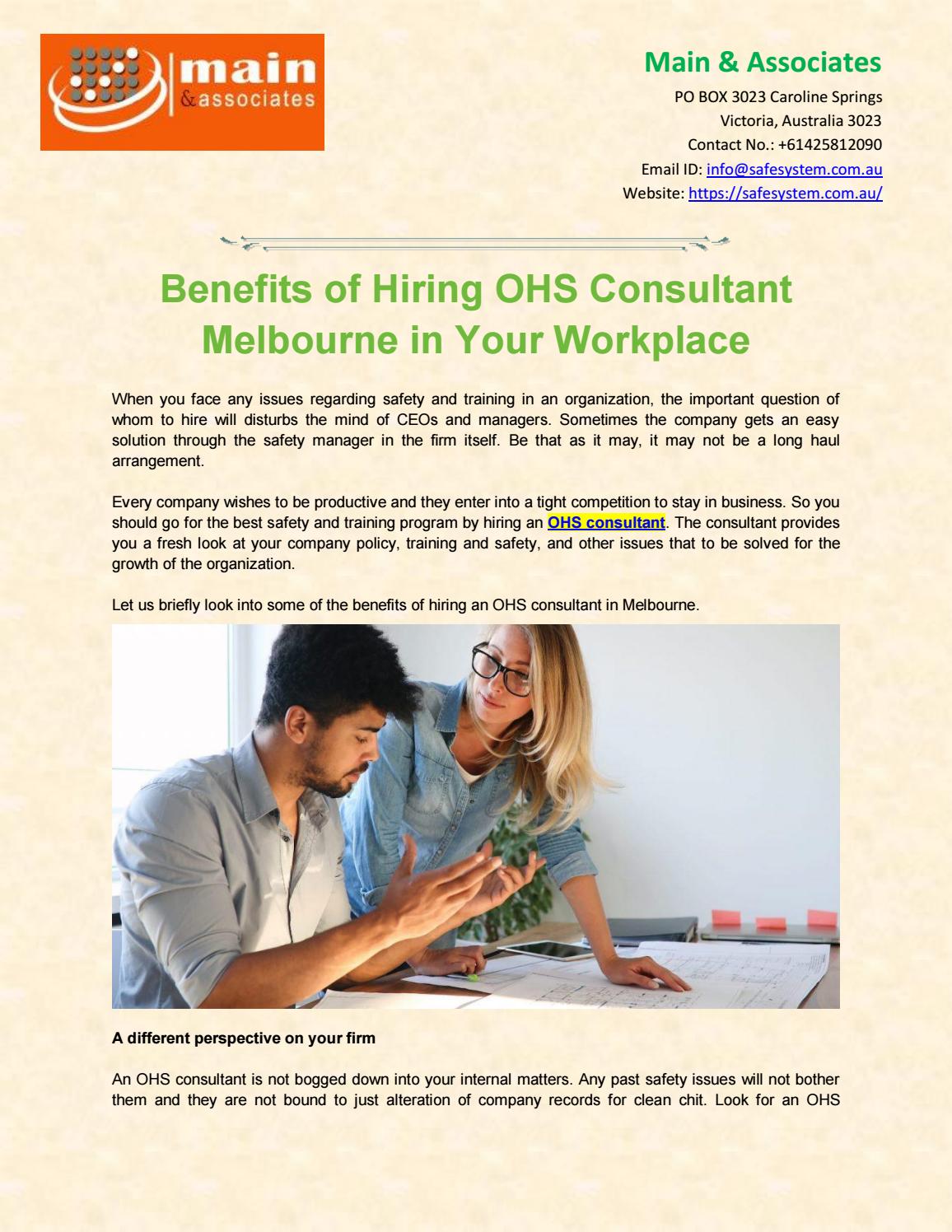 OHS Consultant Melbourne by Steven Main Issuu