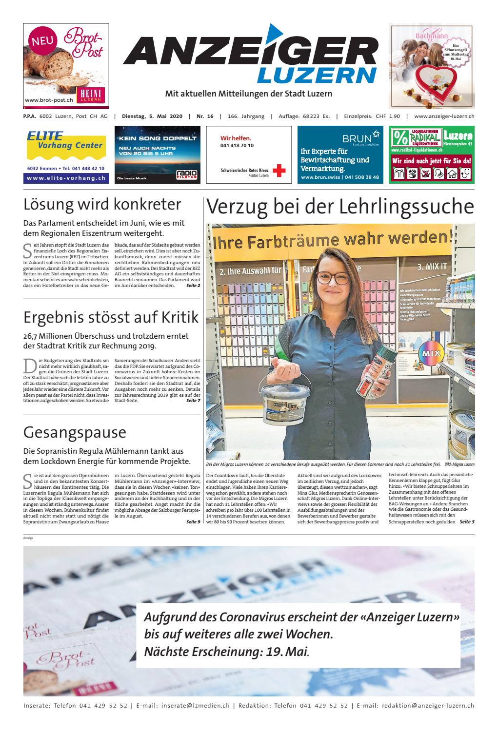 Anzeiger Luzern 16 05 05 2020 By Anzeiger Luzern Issuu