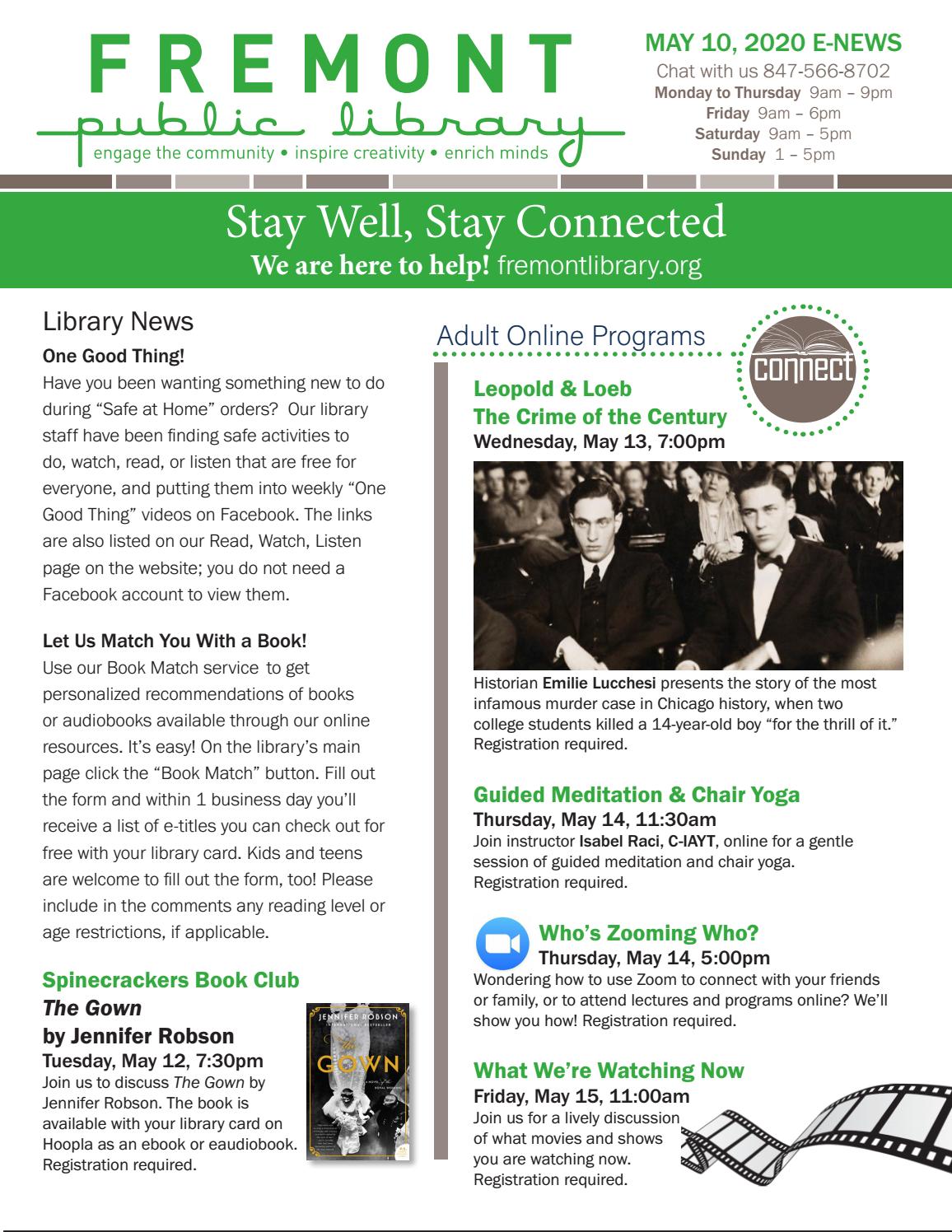 May 10, 2020 eNews by Fremont Public Library Issuu