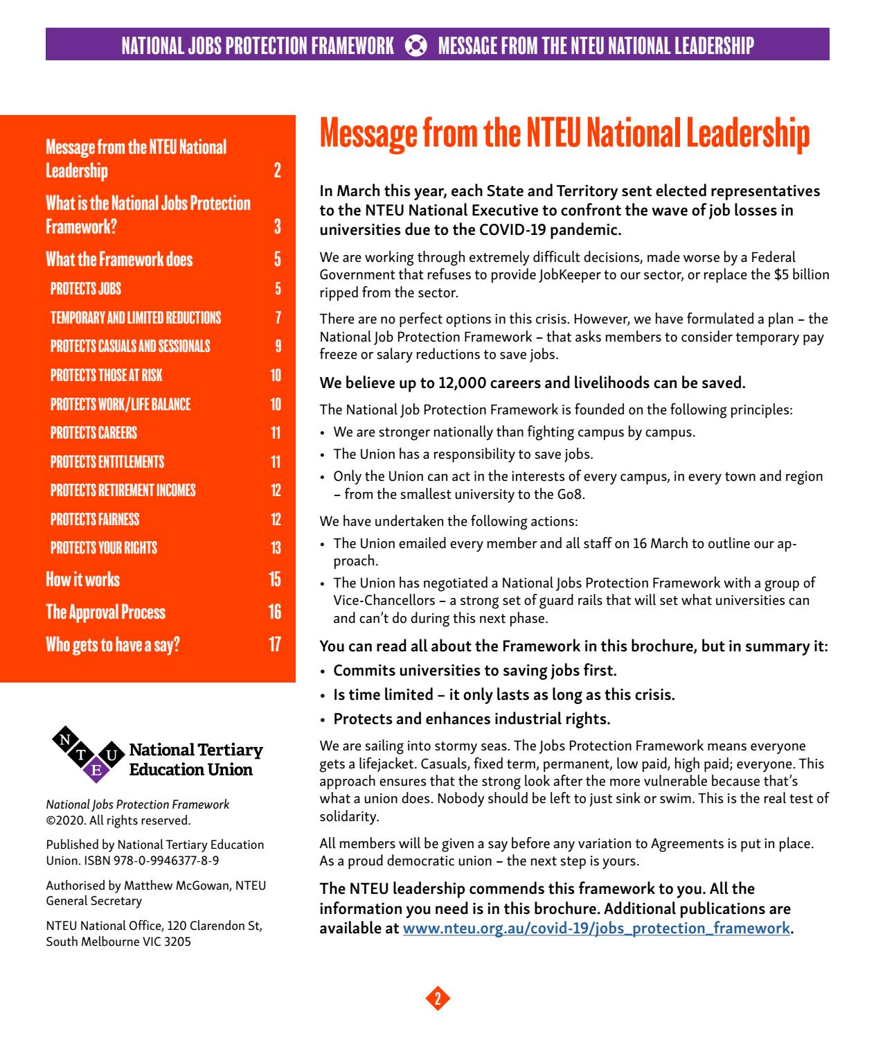 National Jobs Protection Framework by NTEU Issuu