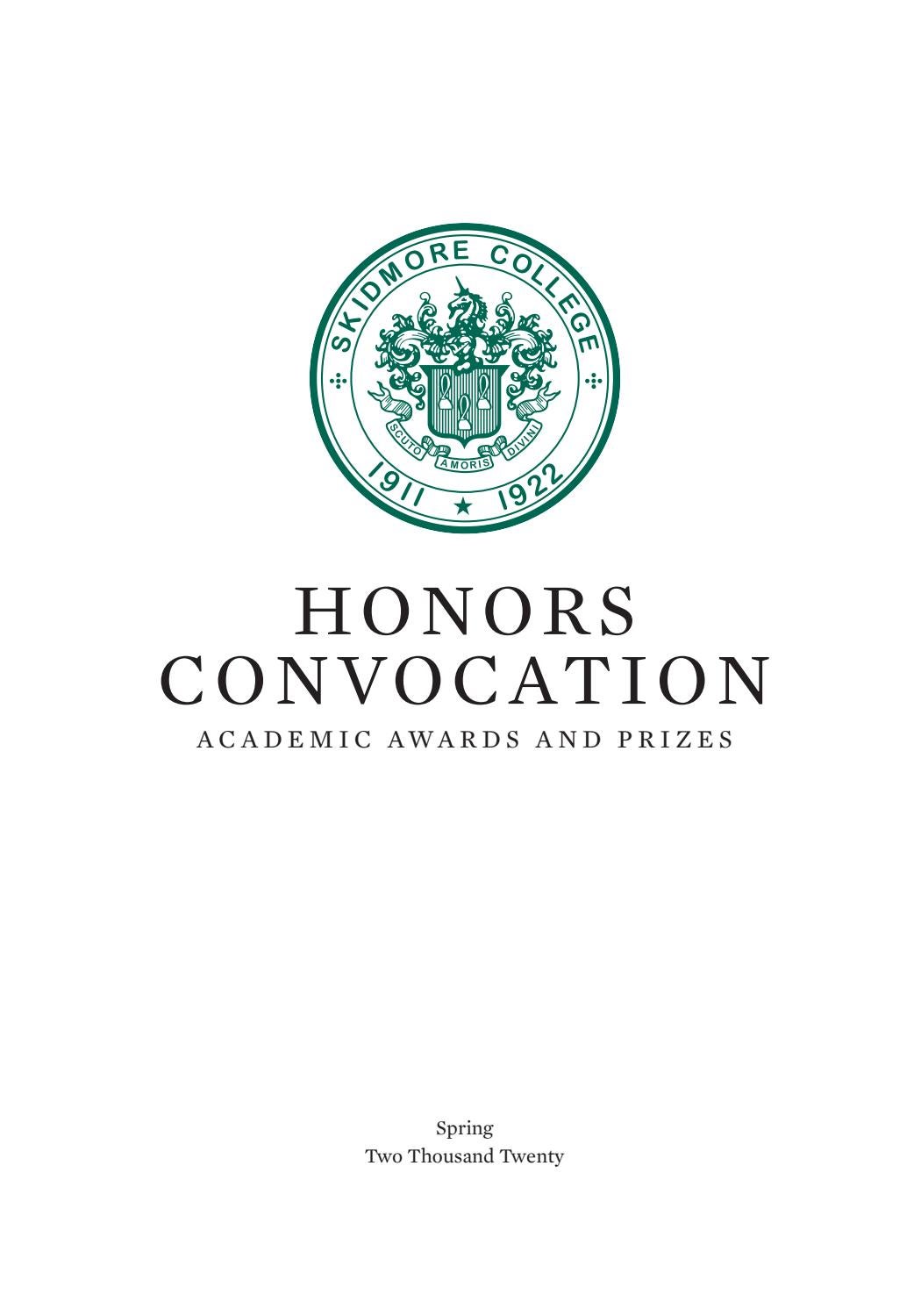 Skidmore College Honors Convocation, 2020 by Skidmore College Issuu