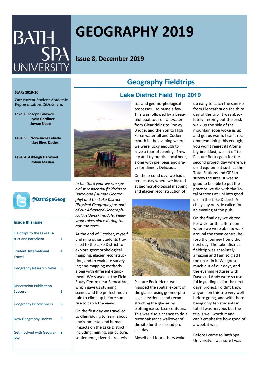 Geography Newsletter December 2019 by Bath Spa University Issuu