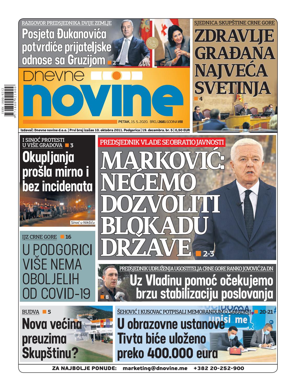 Dnevne novine 15. maj 2020. by Dnevne Novine - Issuu