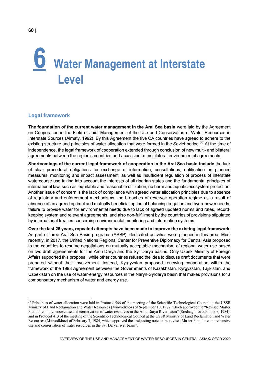 Overview of the use and management of water resources in Central Asia ...