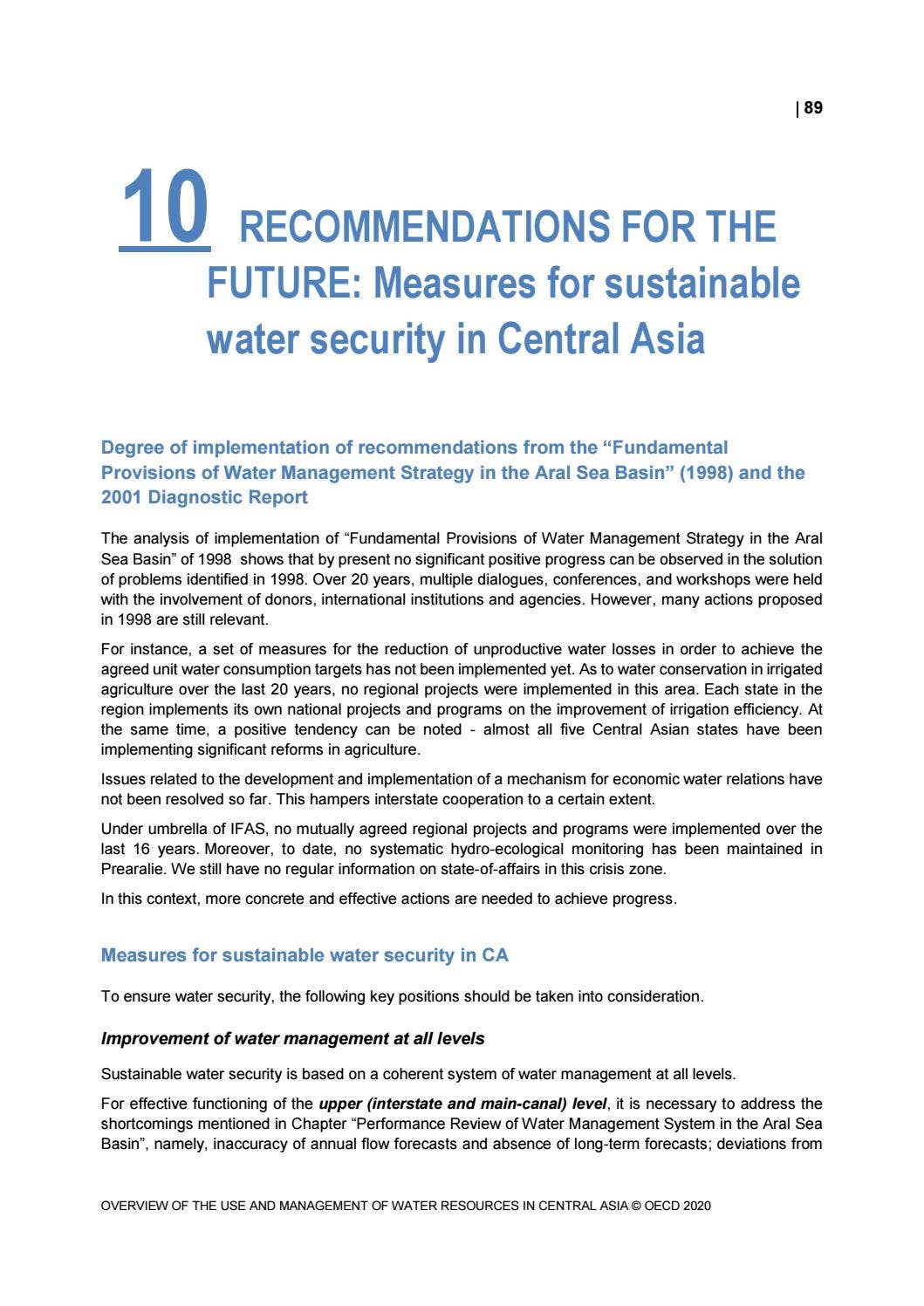 Overview of the use and management of water resources in Central Asia ...