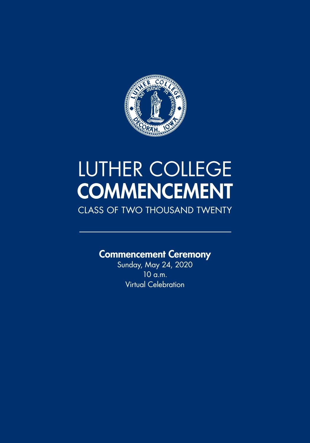Luther College Virtual Commencement Program 2020 by Luther College Issuu