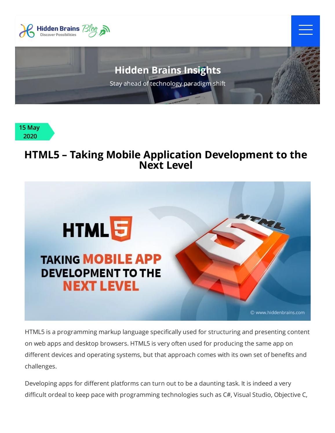 HTML5 – Taking Mobile Application Development to the Next Level by ...