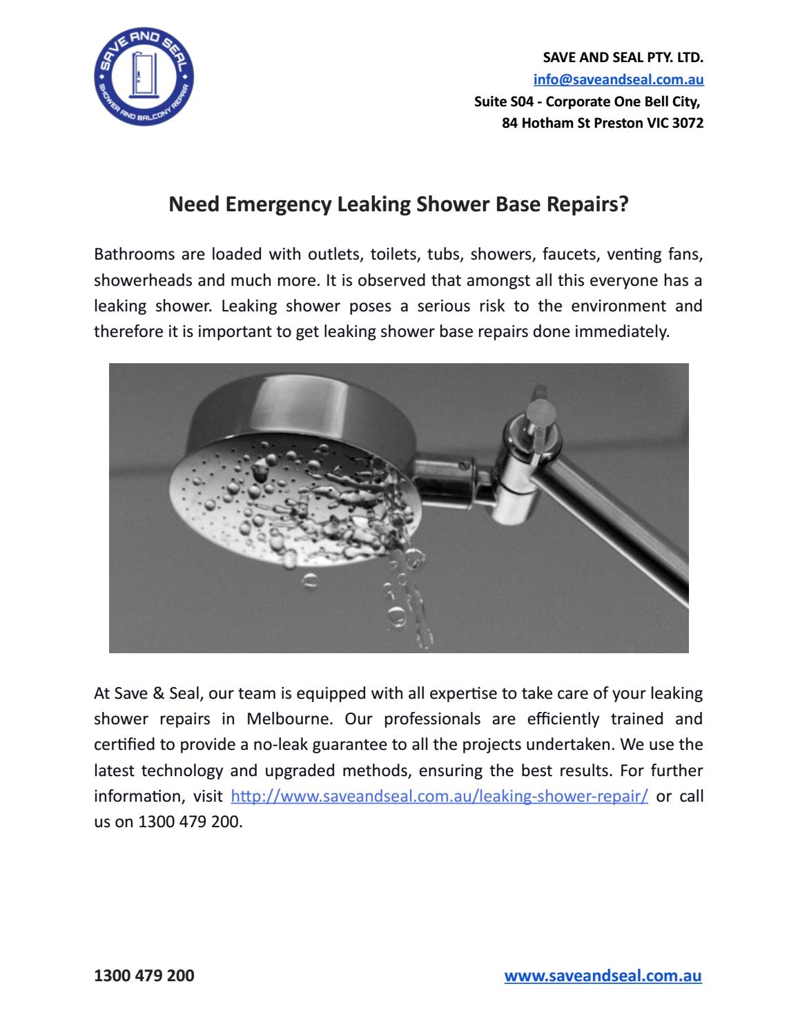 Need Emergency Leaking Shower Base Repairs? by Save And Seal PTY LTD